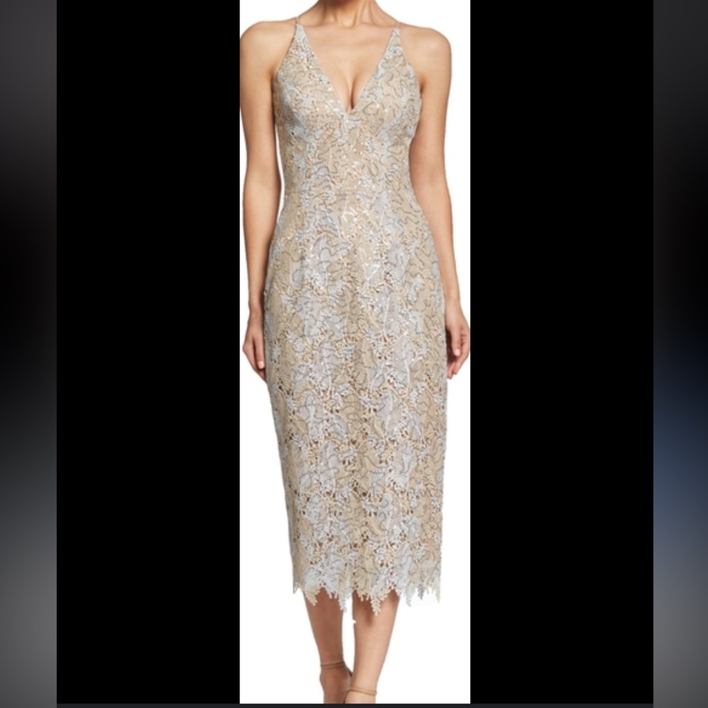 Dress the Population Cream Lace Overlay XS Dress